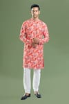 Buy_Arihant Rai Sinha_Red Cotton, Viscose, Polyester Sequins, Embroidery Floral Thread And Kurta Set _at_Aza_Fashions