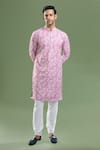 Buy_Arihant Rai Sinha_Purple Cotton Embroidery, Sequins, Metallic Thread And Floral Kurta Set _at_Aza_Fashions