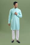Buy_Arihant Rai Sinha_Aqua Cotton, Polyester, Viscose Embroidery, Sequins Thread And Kurta Set _at_Aza_Fashions