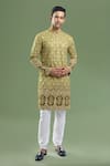 Buy_Arihant Rai Sinha_Green Cotton, Polyester, Viscose Embroidery, Sequins, Metallic And Kurta Set _at_Aza_Fashions