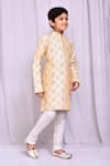 Petite Pomme_Beige Silk Embroidery Bloom Cluster Kurta With Churidar _at_Aza_Fashions