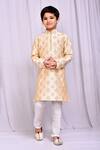 Petite Pomme_Beige Silk Embroidery Bloom Cluster Kurta _Online_at_Aza_Fashions