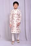 Petite Pomme_White Silk Floral Vine Embroidered Sherwani _Online_at_Aza_Fashions