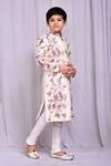 Petite Pomme_White Silk Floral Vine Embroidered Sherwani _at_Aza_Fashions