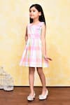 Shop_Petite Pomme_Multi Color Cotton Bows Checkered Dress _Online_at_Aza_Fashions