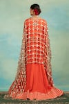 Shop_Swati Wadhwani Couture_Orange Silk Gota Patti, Embroidery, Mirrors Square Neck Anarkali And Dupatta Set _at_Aza_Fashions