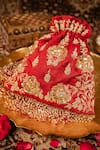Buy_House Of Ekara_Red Zari, Beads, Pearls, Sequins, Tassels, Embroidery Surkh Potli Bag _Online_at_Aza_Fashions