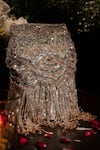 Shop_House Of Ekara_Silver Beads, Sequins, Tassels, Crystals Cinderella Embroidered Potli Bag _at_Aza_Fashions