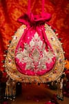 Buy_House Of Ekara_Pink Zari, Sequins, Stones, Tassels, Beads Gulabo Embroidered Potli  _Online_at_Aza_Fashions