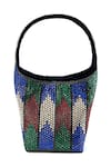 Shop_Etcetera_Multi Color Crystals Paris Petite Chevron Party Bag _at_Aza_Fashions