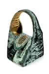 Buy_Etcetera_Emerald Green Crystals Paris Petite Velvet Party Bag _Online_at_Aza_Fashions