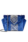 Etcetera_Blue Crystals Origami Velvet Party Clutch Bag _Online_at_Aza_Fashions