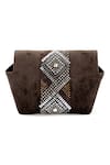 Shop_Etcetera_Brown Crystals Origami Velvet Party Clutch _at_Aza_Fashions