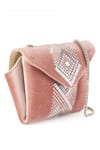 Shop_Etcetera_Pink Crystals, Rhinestones Origami Velvet Party Clutch _Online_at_Aza_Fashions