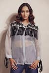 Buy_Devina Juneja_Green Organza Embroidery, Lace Collared Dori Work Shirt _Online_at_Aza_Fashions