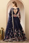 Shop_Soniya G_Navy Silk, Net Embroidery, Sequins, Tassels V-neck Floral Lehenga Set With _at_Aza_Fashions