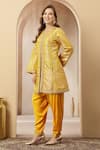 Shop_Soniya G_Yellow Brocade, Satin, Modal Zari, Sequins, Sunehri Nazakat Kurta With Salwar _Online_at_Aza_Fashions