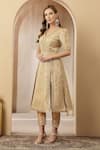 Soniya G_Gold Brocade, Silk, Chanderi Zari, Sequins, Zar-e-nazneen Kurta With Pant _Online_at_Aza_Fashions