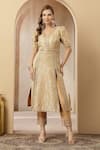 Buy_Soniya G_Gold Brocade, Silk, Chanderi Zari, Sequins, Zar-e-nazneen Kurta With Pant _Online_at_Aza_Fashions