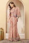 Buy_Soniya G_Rose Gold Jacquard, Silk Zari, Gulnaar Brocade Motif Jacket Palazzo Set _Online_at_Aza_Fashions