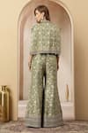 Shop_Soniya G_Green Jacquard, Silk Embroidery, Zari, Zarreen Brocade Jacket Palazzo Set _at_Aza_Fashions