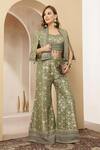 Buy_Soniya G_Green Jacquard, Silk Embroidery, Zari, Zarreen Brocade Jacket Palazzo Set _at_Aza_Fashions