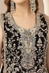 Shop_Soniya G_Black Velvet, Georgette Embroidery, Sequins, Beads, Zari Kaara And Kurta Set 
