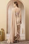 Shop_Soniya G_Beige Tissue, Net Sequins, Suroor Embellished Corset With Pre-draped Saree _at_Aza_Fashions
