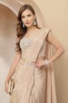 Buy_Soniya G_Beige Tissue, Net Sequins, Suroor Embellished Corset With Pre-draped Saree 
