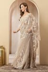 Buy_Soniya G_Gold Net Sequins, Embroidery, Stones Noor Pre-draped Saree With Blouse _Online_at_Aza_Fashions