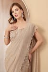 Soniya G_Beige Tissue, Net Sequins, Beads, Afroza Pre-draped Saree With Blouse _Online_at_Aza_Fashions