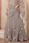 Buy_Soniya G_Silver Net Sequins, Beads, Embroidery Noor-e-falak Pre-draped Saree With Blouse 