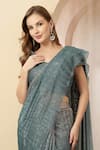 Soniya G_Teal Net Sequins, Sitara Shimmer Georgette Pre-draped Saree With Blouse _Online_at_Aza_Fashions
