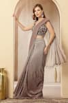 Shop_Soniya G_Mauve Net Sequins, Beads, Embroidery Noor-e-aarvi Pre-draped Saree With Blouse _Online_at_Aza_Fashions