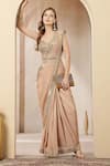 Buy_Soniya G_Pink Tissue, Net Mirrors, Sequins, Noor-e-mehr Pre-draped Saree With Blouse _at_Aza_Fashions