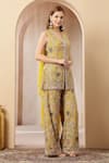 Soniya G_Mustard Georgette, Chiffon Zari, Sequins, Gulbahar Kurta Sharara Set _Online_at_Aza_Fashions