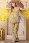 Buy_Soniya G_Mustard Georgette, Chiffon Zari, Sequins, Gulbahar Kurta Sharara Set _at_Aza_Fashions