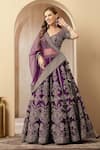Buy_Soniya G_Purple Silk, Net Zari, Sequins, Embroidery, Pearls, Noor-e-banaras Lehenga Set _Online_at_Aza_Fashions