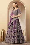 Shop_Soniya G_Purple Silk, Net Zari, Sequins, Embroidery, Pearls, Noor-e-banaras Lehenga Set _Online_at_Aza_Fashions