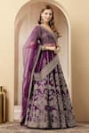 Soniya G_Purple Silk, Net Zari, Sequins, Embroidery, Pearls, Noor-e-banaras Lehenga Set _at_Aza_Fashions