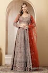 Soniya G_Orange Silk, Net Zari, Embroidery, Mirrors, Sequins Surkh Nazakat Lehenga Set _Online_at_Aza_Fashions