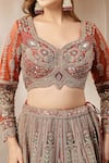 Soniya G_Orange Silk, Net Zari, Embroidery, Mirrors, Sequins Surkh Nazakat Lehenga Set _Online