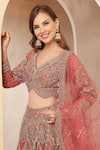 Buy_Soniya G_Rose Gold Silk, Net Embroidery, Sequins, Zari Gulnaar Ehsas Mughal Lehenga Set _Online_at_Aza_Fashions