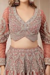 Buy_Soniya G_Rose Gold Silk, Net Embroidery, Sequins, Zari Gulnaar Ehsas Mughal Lehenga Set 