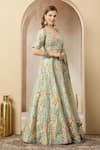 Soniya G_Mint Silk, Net Embroidery, Sequins, Mirrors, Metallic Meherbanoor Lehenga Set _Online_at_Aza_Fashions