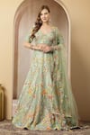 Buy_Soniya G_Mint Silk, Net Embroidery, Sequins, Mirrors, Metallic Meherbanoor Lehenga Set _at_Aza_Fashions