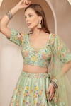 Shop_Soniya G_Mint Silk, Net Embroidery, Sequins, Mirrors, Metallic Meherbanoor Lehenga Set _Online_at_Aza_Fashions