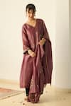 Buy_Sarang Kaur_Purple Tissue, Silk, Velvet Embroidery, Metallic Thread, Samridhi Kurta Set _at_Aza_Fashions