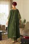 Shop Sarang Kaur Green Velvet, Tissue, Silk Embroidery V-neck Makhmal Kaftan Set at Aza Fashions Shop_Sarang Kaur_Green Velvet, Tissue, Silk Embroidery V-neck Makhmal Kaftan Set _at_Aza_Fashions