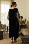 Shop Sarang Kaur Black Velvet, Tissue, Silk Embroidery, Metallic Thread Makhmal Kaftan Set at Aza Fashions Shop_Sarang Kaur_Black Velvet, Tissue, Silk Embroidery, Metallic Thread Makhmal Kaftan Set _at_Aza_Fashions